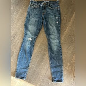 GAP skinny Denim Legging with patch hole  | Sz 2 | dark blue wash